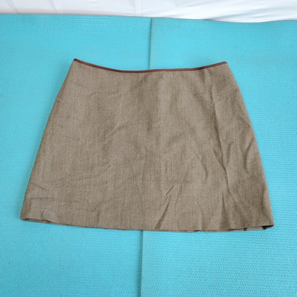 Theory Wool Blend Mini Skirt Straight Olive Size 10